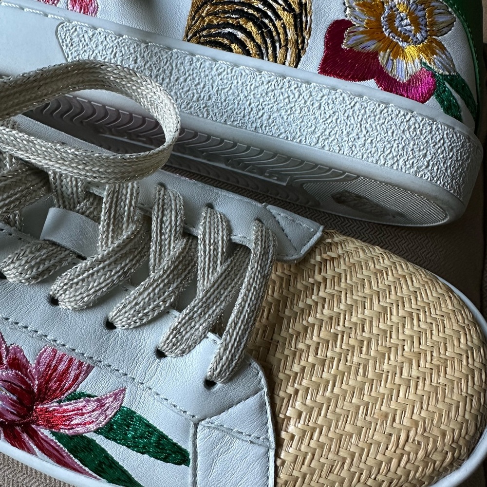 Johnny Was Floral and Tiger Embroidered Sneakers size 9 - Picture 2 of 6